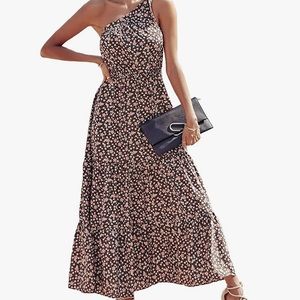 Pretty Garden One Shoulder Floral Maxi Dress